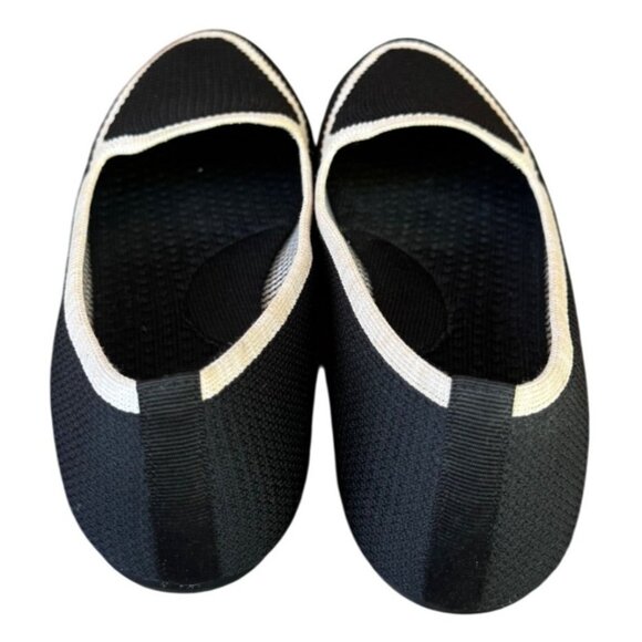 Kelly & Katie Womens Black Knit Flats With White Stripes Slip-On Shoes Size 8 - Picture 4 of 8